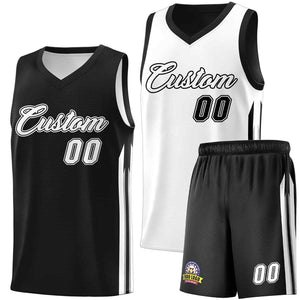 Custom Black White Double Side Sets Men Basketball Jersey