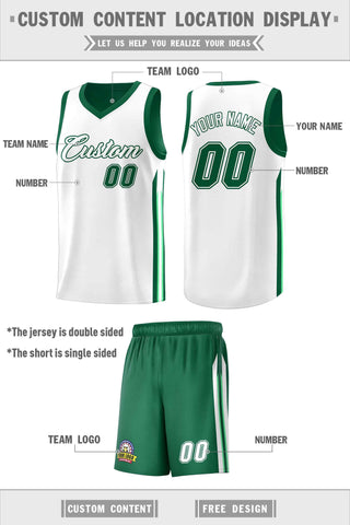 Custom Green White Double Side Sets Men Basketball Jersey