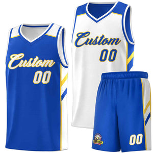 Maillot de basket-ball personnalisé Royal White Double Side pour hommes