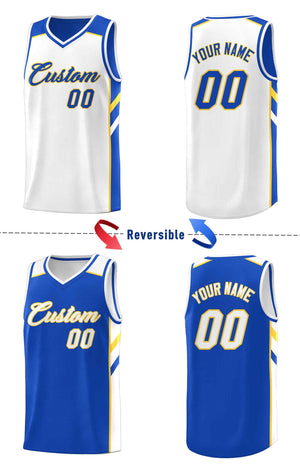 Custom Royal White Double Side Sets Men Basketball Jersey