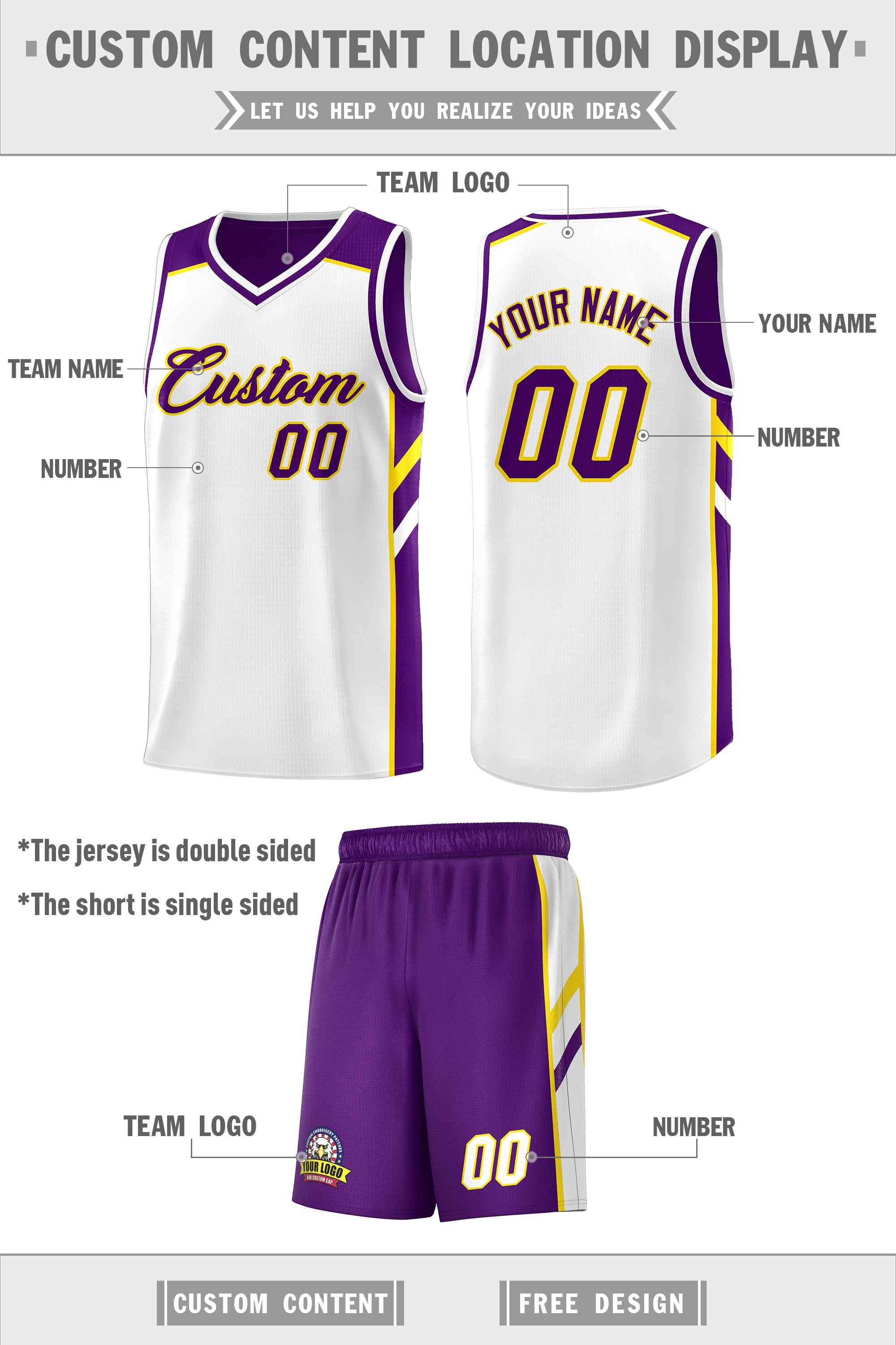 KXK White and Purple Jersey Basketball, White Purple Jersey - KXKSHOP