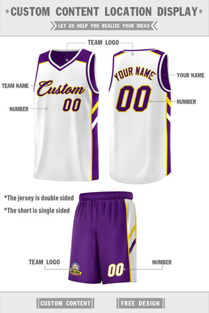 Custom Purple White Double Side Sets Men Basketball Jersey