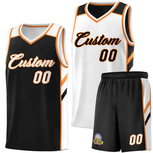 Custom Black White Double Side Sets Men Basketball Jersey