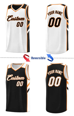 Custom Black White Double Side Sets Men Basketball Jersey