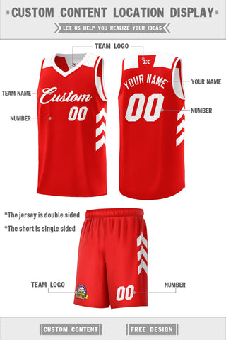 Custom White Red Double Side Sets Men Basketball Jersey