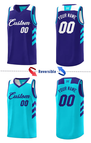 Custom Purple Aqua Double Side définit un maillot de basket-ball personnalisé