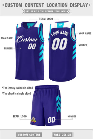 Custom Purple Aqua Double Side Sets Personalized Basketball Jersey