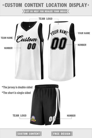 Custom Black White Double Side Sets Men Basketball Jersey