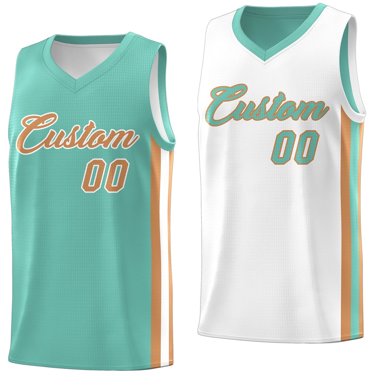 Custom Light Green White Double Side Tops Basketball Jersey