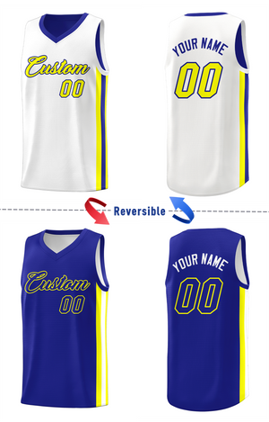 Custom Royal White Double Side Tops Basketball Jersey