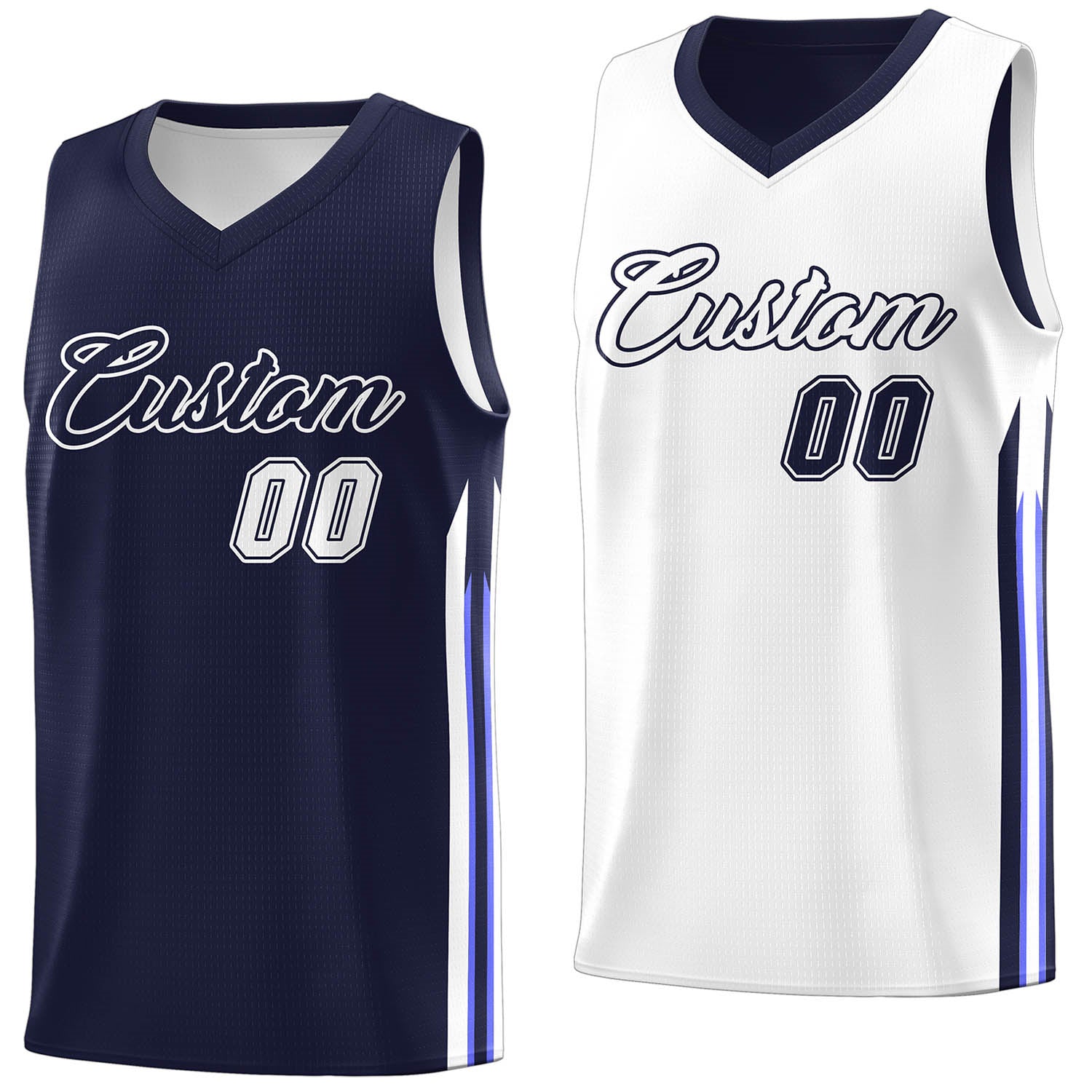 Maillot de basket-ball d'entraînement pour hommes, personnalisé, blanc marine, Double face, hauts