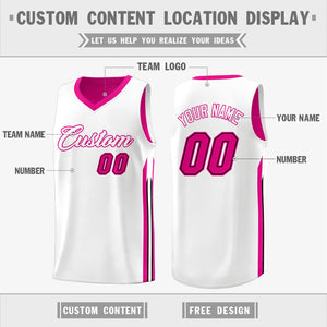 Custom Pink White Double Side Tops Men Training Basketball Jersey