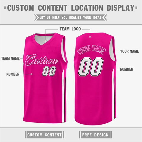 Custom Pink White Double Side Tops Men Training Basketball Jersey