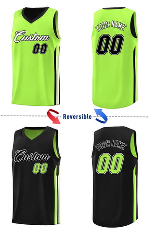Custom Black Green Double Side Tops Men Training Basketball Jersey