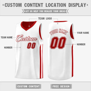 Custom Red White Double Side Tops Men Training Basketball Jersey