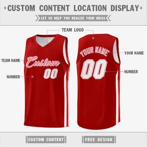 Custom Red White Double Side Tops Men Training Basketball Jersey