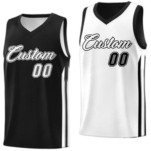 Custom Black White Double Side Tops Men Training Basketball Jersey