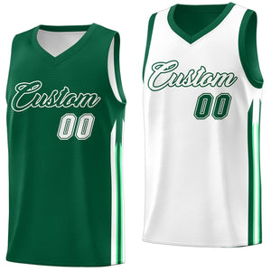 Maillot de basket-ball d'entraînement pour hommes, personnalisé, vert, blanc, Double face, hauts