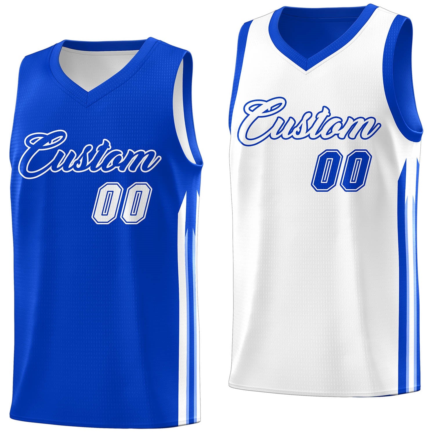 Custom Royal White Double Side Tops Men Training Basketball Jersey