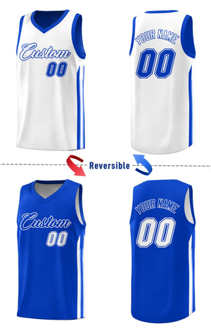 Maillot de basket-ball d'entraînement pour hommes, Double face blanc Royal personnalisé