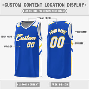 Custom Royal White-Yellow Double Side Tops Fashion Basketball Jersey