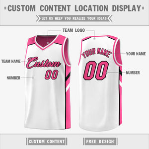 Custom Pink White Double Side Tops Training Basketball Jersey