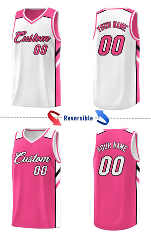 Custom Pink White Double Side Tops Training Basketball Jersey