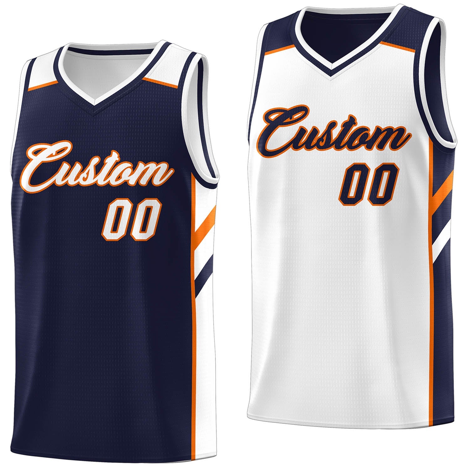 Custom Navy White Double Side Tops Sport Basketball Jersey