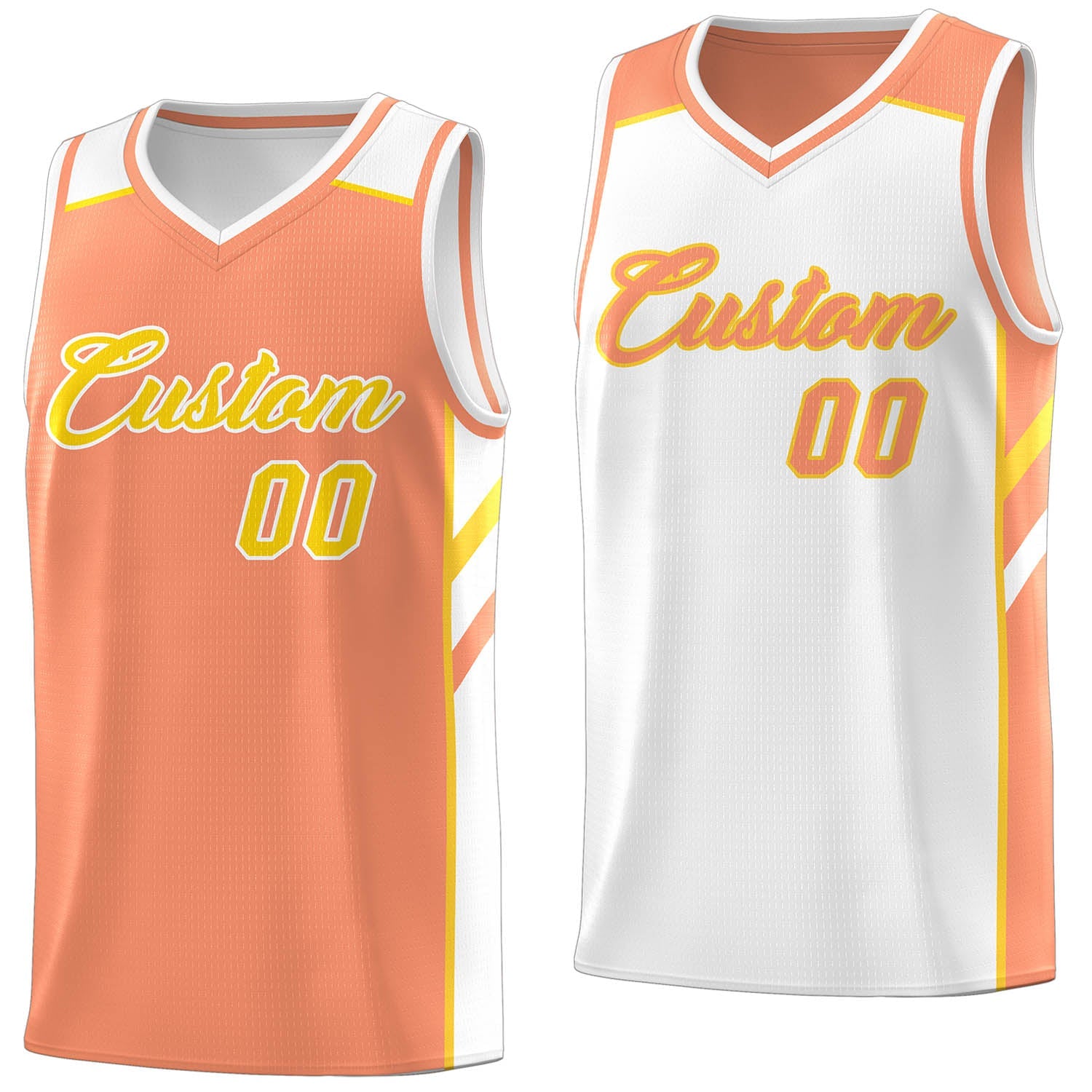 Maillot de basket-ball décontracté pour hommes, personnalisé, Orange et blanc, Double face, hauts