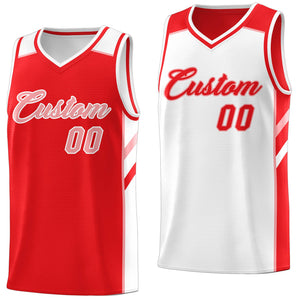 Custom Red White Double Side Tops Casual Basketball Jersey