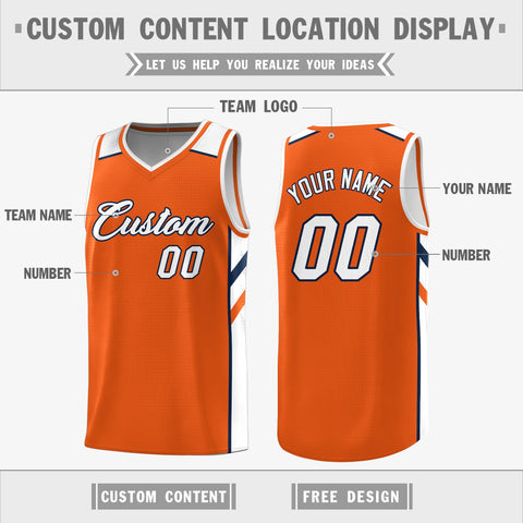 Custom Orange White Double Side Tops Casual Basketball Jersey