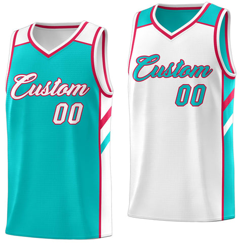 Custom Light Green White Double Side Tops Casual Basketball Jersey