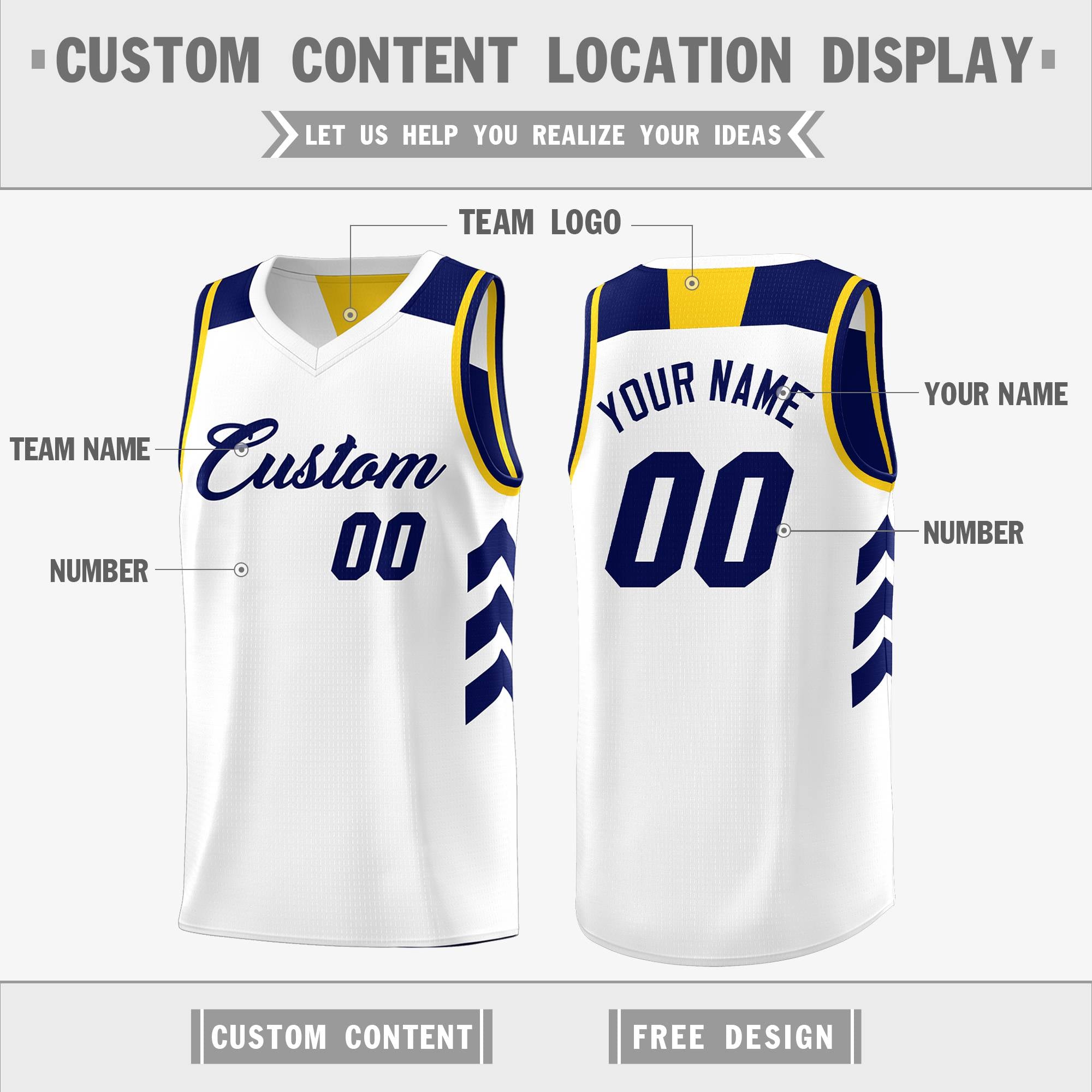 Custom Navy White Reversible Double Side Tops Basketball Jersey