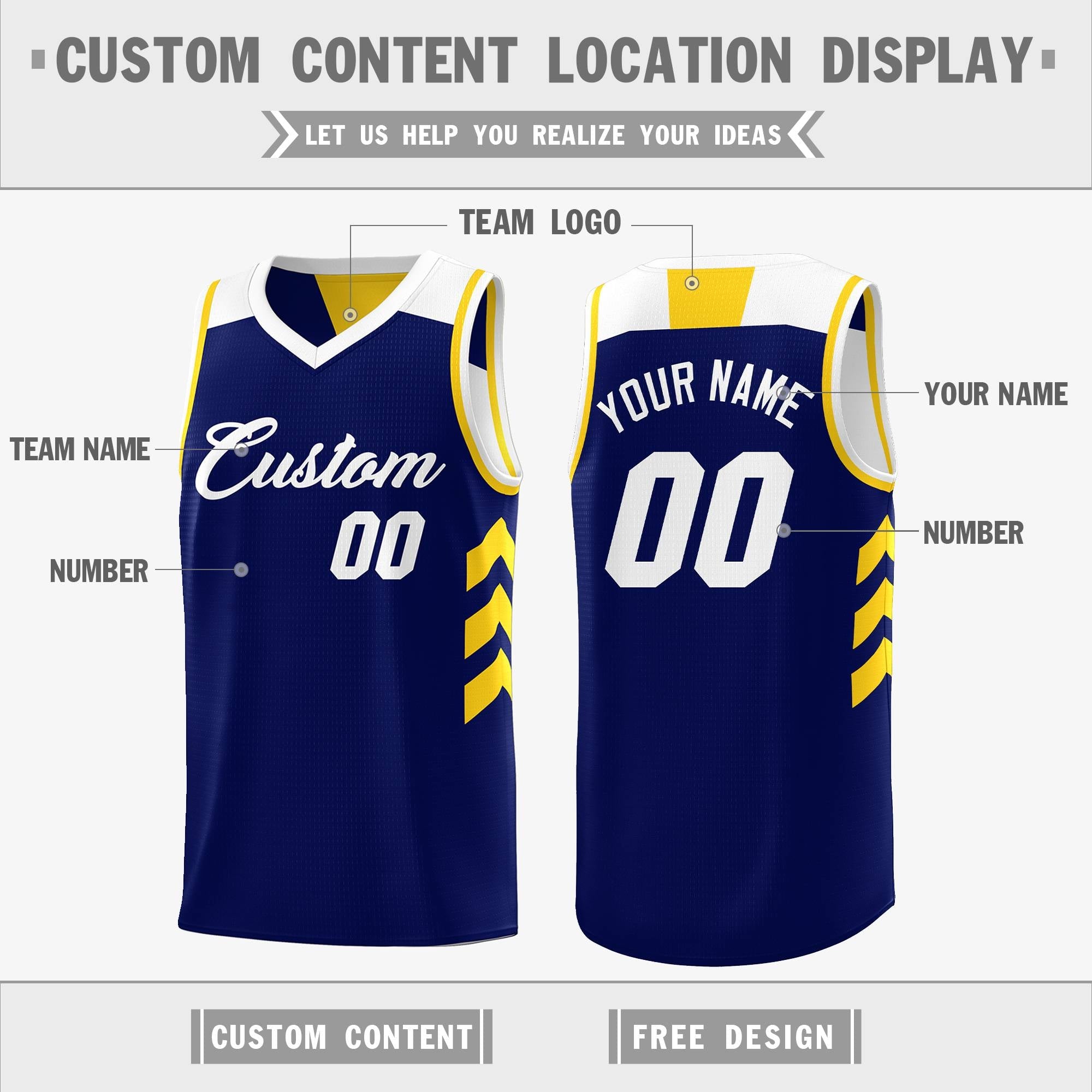 Custom Navy White Reversible Double Side Tops Basketball Jersey