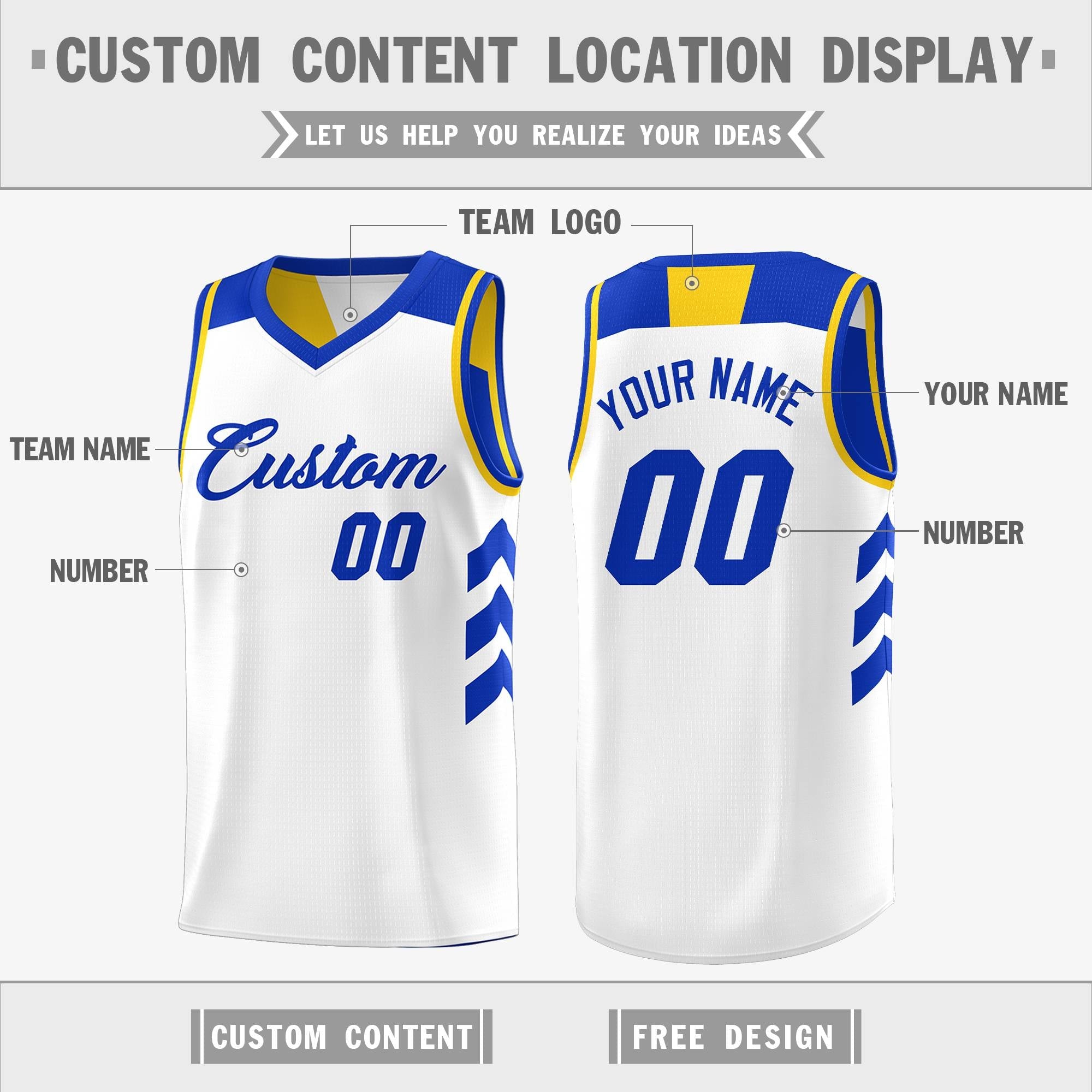 Custom Royal White Reversible Double Side Tops Basketball Jersey