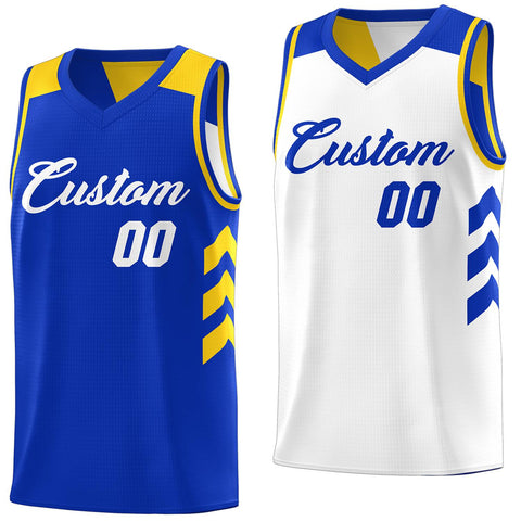 Custom Royal White Reversible Double Side Tops Basketball Jersey