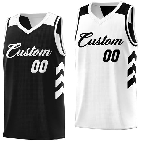 Custom Black White Reversible Double Side Tops Basketball Jersey