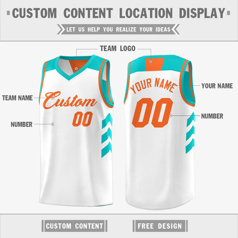 Custom Aqua White Reversible Double Side Tops Basketball Jersey