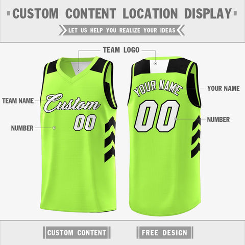 Custom Black Neon Green Reversible Double Side Tops Basketball Jersey