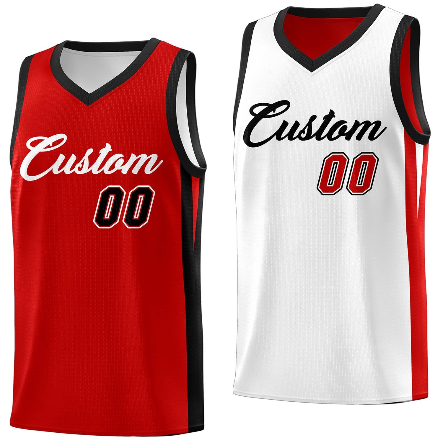 Custom Red White Double Side Tops Athletic Basketball Jersey