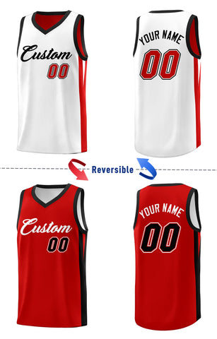 Custom Red White Double Side Tops Athletic Basketball Jersey