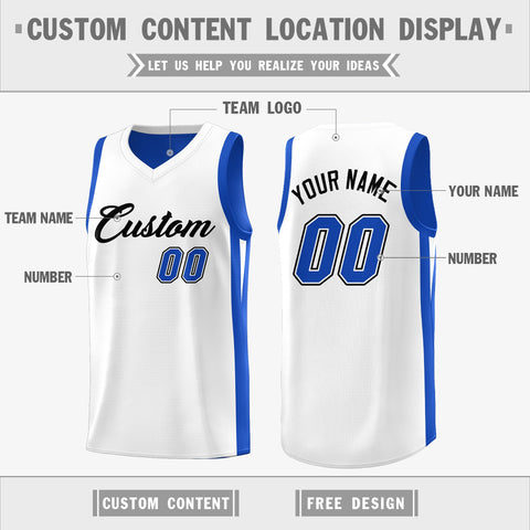 Custom Royal White Double Side Tops Athletic Basketball Jersey