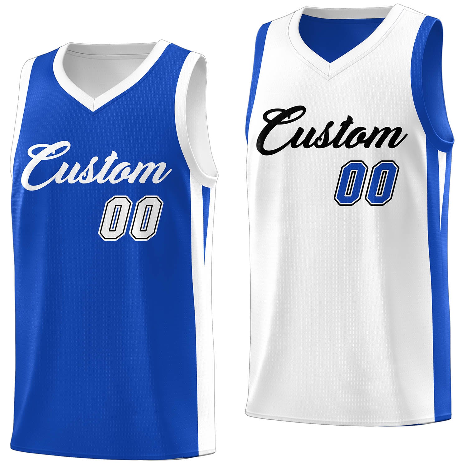 Custom Royal White Double Side Tops Athletic Basketball Jersey