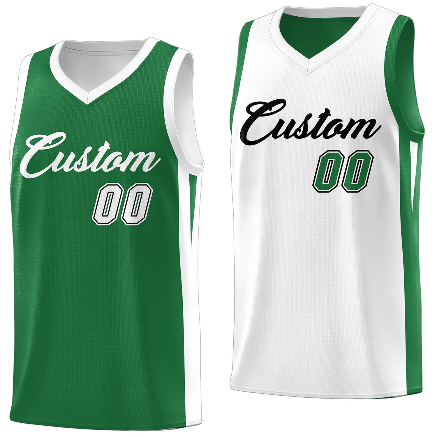 Custom Green White Double Side Tops Athletic Basketball Jersey