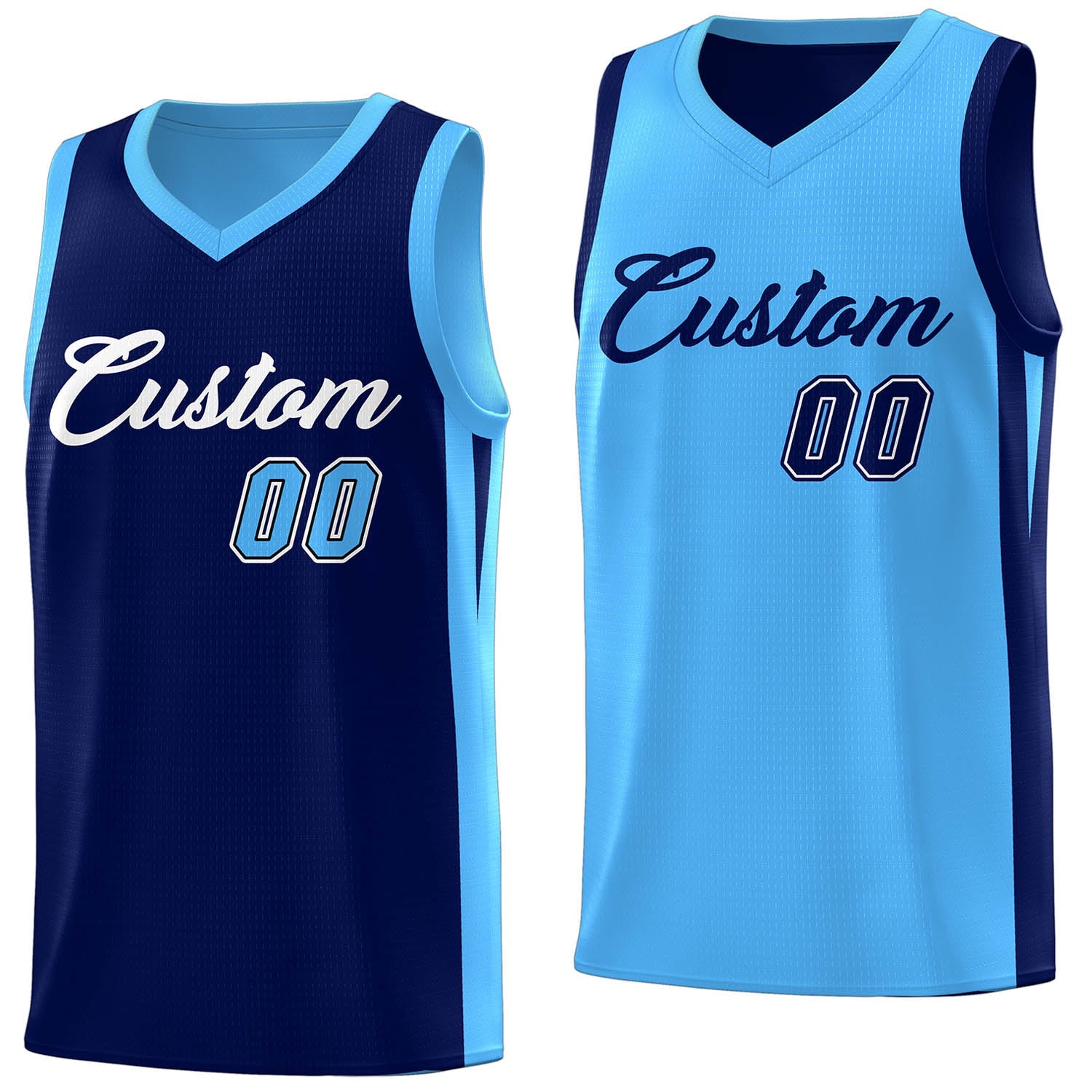 Custom Navy Blue Double Side Tops Athletic Basketball Jersey