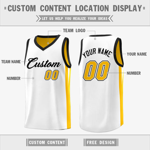 Custom Yellow White Double Side Tops Athletic Basketball Jersey