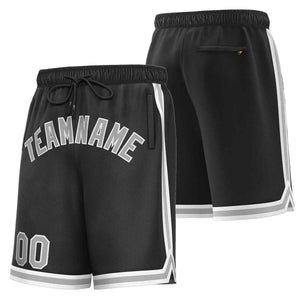 Short de basket-ball sport personnalisé noir gris-blanc