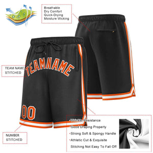 Custom Black Orange-White Sport Basketball Shorts