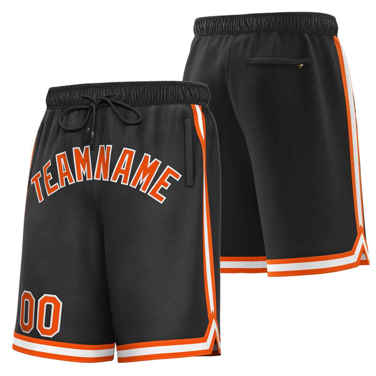 Custom Black Orange-White Sport Basketball Shorts