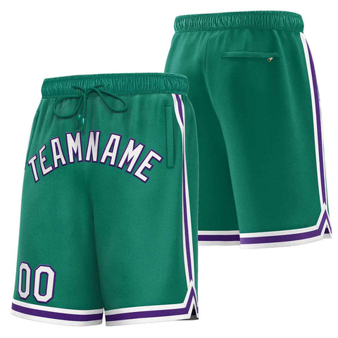 Custom Green White-Purple Sport Basketball Shorts